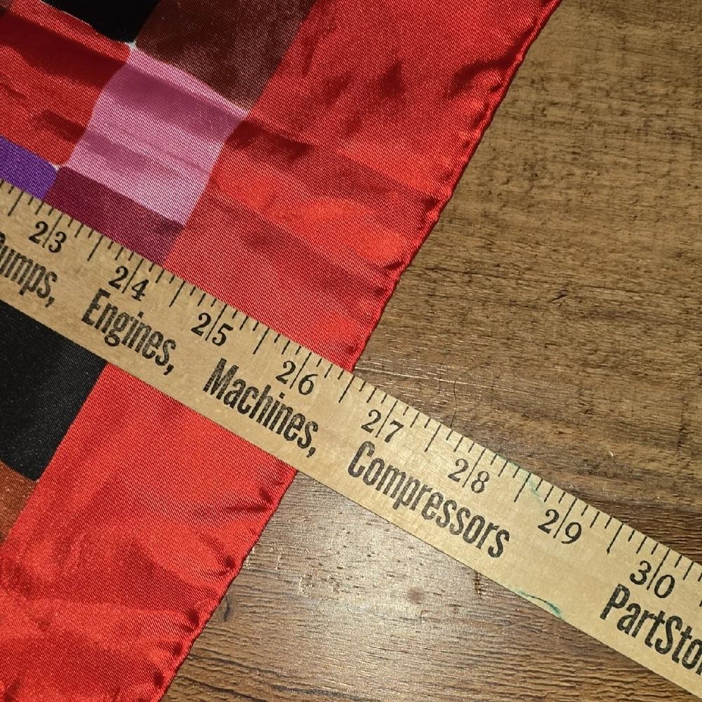 Vintage 70s Multicolor Checkerboard Patchwork Scarf